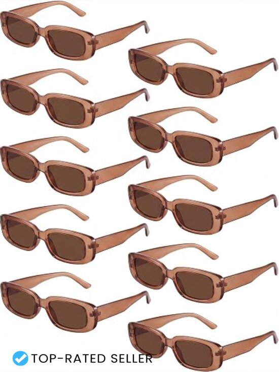 Retro Rectangle Sunglasses Y2k Sun Glasses Square Frame 10 Pack main image 4